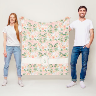 Ländliches Blumenmuster Rosa Punkte Hübsch Fleecedecke