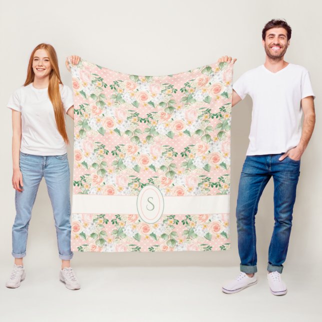 Ländliches Blumenmuster Rosa Punkte Hübsch Fleecedecke (Beispiel)