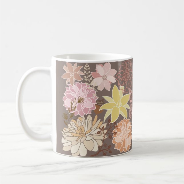 Ländliches Boho-Asphalt-Blumenmuster  Kaffeetasse (Links)