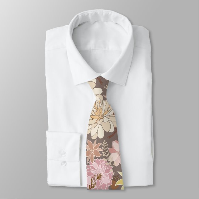 Ländliches Boho-Asphalt-Blumenmuster  Krawatte (Gebunden)