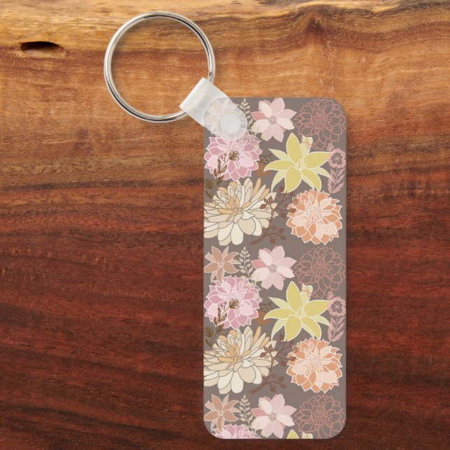 Ländliches Boho-Asphalt-Blumenmuster  Schlüsselanhänger (Vorderseite)