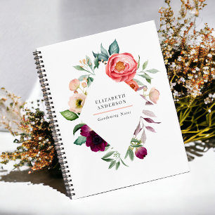 Ländliches Boho-Blumen-Wasserfarbenbild mit Ihrem Notizbuch