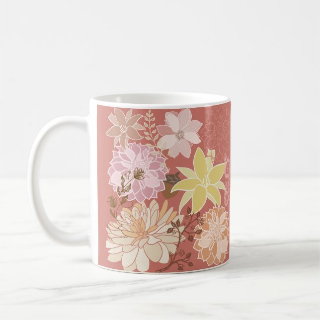Ländliches Boho-Blumenmuster Kaffeetasse (Links)