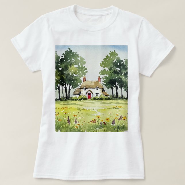 Ländliches Cottage T-Shirt (Design vorne)