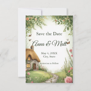 Ländliches Cottage-Wildblumen-Save-the-Date Save The Date