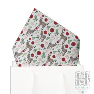 Ländliches Esel-Blumen-Rot-Seidenpapier Seidenpapier