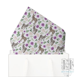 Ländliches Esel-Blumenlila-Seidenpapier Seidenpapier