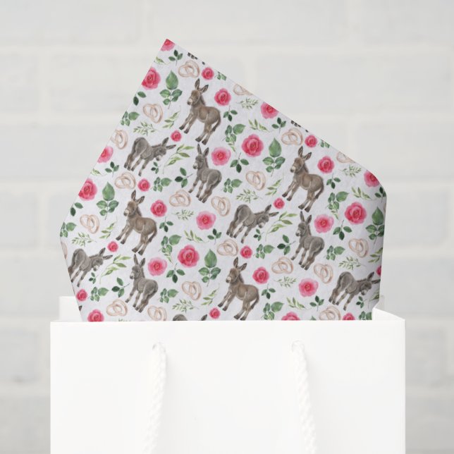 Ländliches Esel-Blumenrosa-Seidenpapier Seidenpapier (Geschenk Tasche)