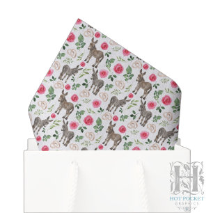 Ländliches Esel-Blumenrosa-Seidenpapier Seidenpapier