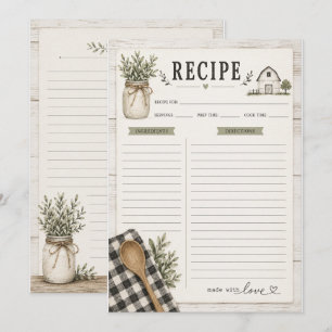 Ländliches Farmhouse-Themen-Rezeptkarte Einladung