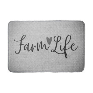 Ländliches Farmleben Graue Jute-Textur Whimsical Badematte
