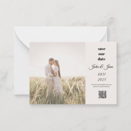 Ländliches Feld-Foto Save-the-Date mit QR-Code Mitteilungskarte