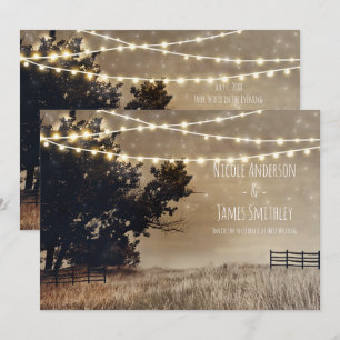 Ländliches Feld & Lichter Ländliche Hochzeit Einladung
