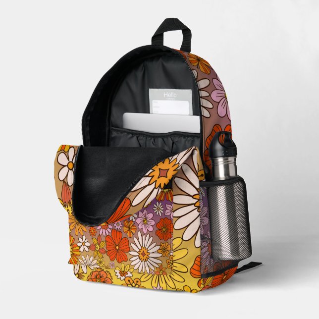Ländliches Floral  Bedruckter Rucksack (Rückseitige Ecke links (Offen) )