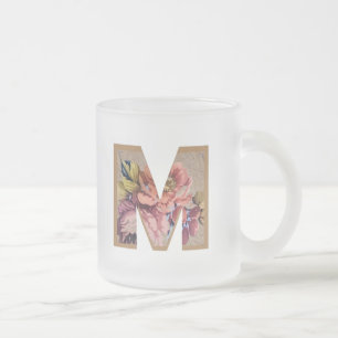 Ländliches florales Anfangsbuchstabe M Monogramm Mattglastasse