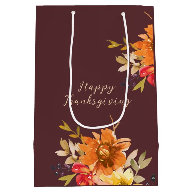 Ländliches Florales Erntedankfest  Mittlere Geschenktüte (Rückseite)