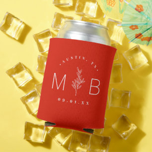 Ländliches florales Hochzeitsmonogramm mit Stiel   Dosenkühler