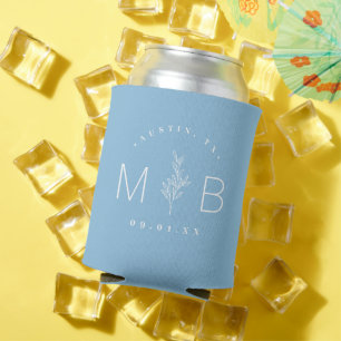 Ländliches florales Hochzeitsmonogramm mit Stiel Dosenkühler