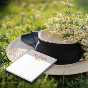 Ländliches Florales Wasserfarben-Grau mit Gänseblü Notizblock