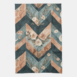 Ländliches geometrisches Floral mit Halbmonden Geschirrtuch