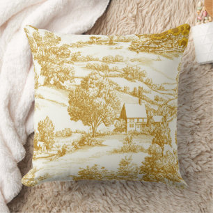 Ländliches Goldenes Sonnenblumen-Bauernhof-Toile-M Kissen