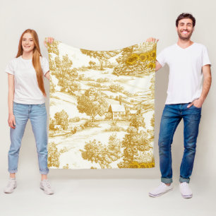 Ländliches Goldenes Sonnenblumen-Heim-Toile-Muster Fleecedecke