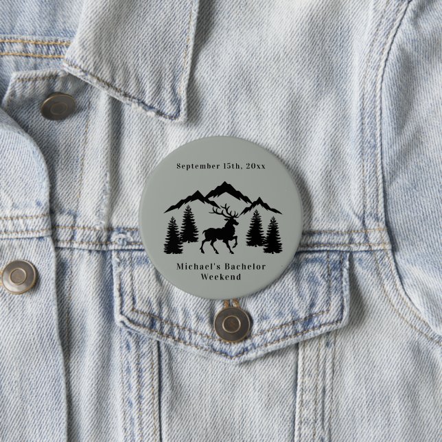 Ländliches graues Bockjagd-Wochenende für Junggese Button (Beispiel)