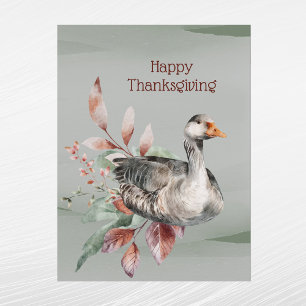 Ländliches Grünes Gänse Laub Herbst Thanksgiving Feiertagspostkarte