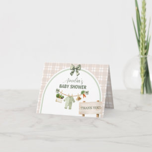 Ländliches grünes lokal angebautes Babyshower Dankeskarte