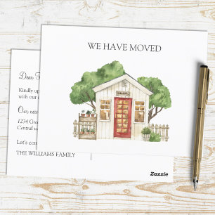 Ländliches Haus Rote Tür Farmhouse Wir Sind Umgezo Postkarte