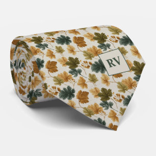 Ländliches Herbst-Ahornblatt-Monogramm Krawatte