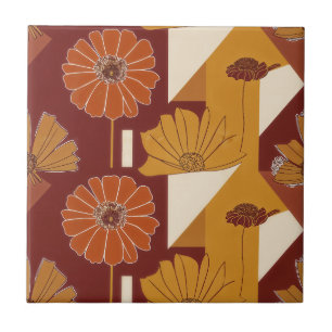 Ländliches Herbstblumen-Geometrisches Muster Fliese