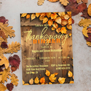 Ländliches Herbstlaub Thanksgiving-Dinner Einladung