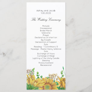 Ländliches Hochzeitsprogramm Sonnenblumen-Land Zer Programm