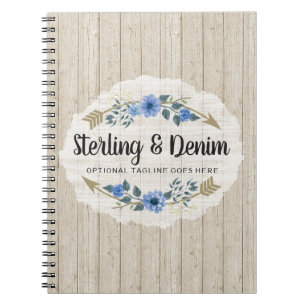 Ländliches Holz & Boho-Wasserfarben-Blumenpfeile Notizblock