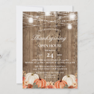 Ländliches Holz & Florales Thanksgiving Open House Einladung