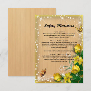 Ländliches Holz Gelb Blumen Schmetterling Sicherhe Begleitkarte