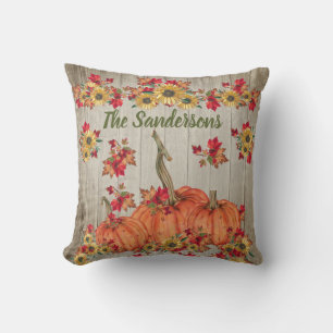 Ländliches Holz Herbst Sonnenblumen Kürbisse Herbs Kissen
