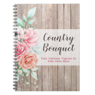 Ländliches Holz Landhaus Blumen-Rosen-Tagebuch Notizblock