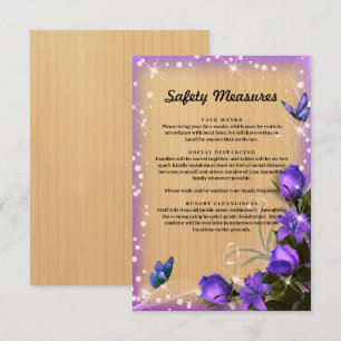 Ländliches Holz Lila Blumen Schmetterling Sicherhe Begleitkarte