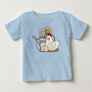 Ländliches Hühner-Gießkanne-Sonnenblume-Margerite- Baby T-shirt