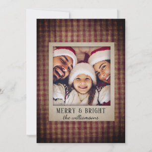 Ländliches Karo-Homespun-Familienfoto Feiertagskarte