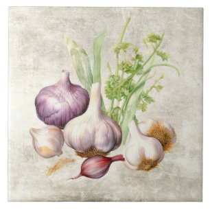 Ländliches Knoblauch-Wasserfarbe-Faux-Textur-Küche Fliese