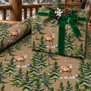 Ländliches Kraft-Rotwild Im Wald Geschenkpapier