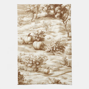 Ländliches Kürbis-Toile in warmem Sepia-Muster Geschirrtuch