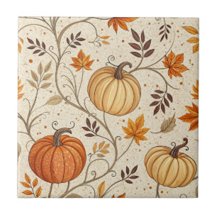 Ländliches Kürbis- und Herbstlaubmuster Fliese