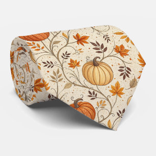 Ländliches Kürbis- und Herbstlaubmuster Krawatte