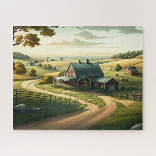 Ländliches Land, Rolling Hills, Farm Jigsaw Puzzle (Horizontal)