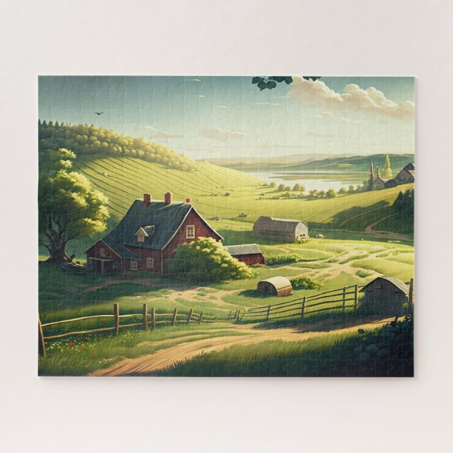 Ländliches Land, Rolling Hills, Farm Jigsaw Puzzle (Horizontal)