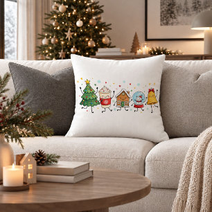 Ländliches lustiges Weihnachts-Doodle-Dekokissen Kissen